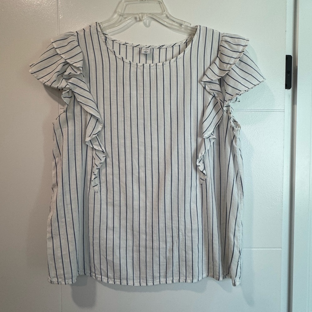Old Navy White and Navy Striped Blouse